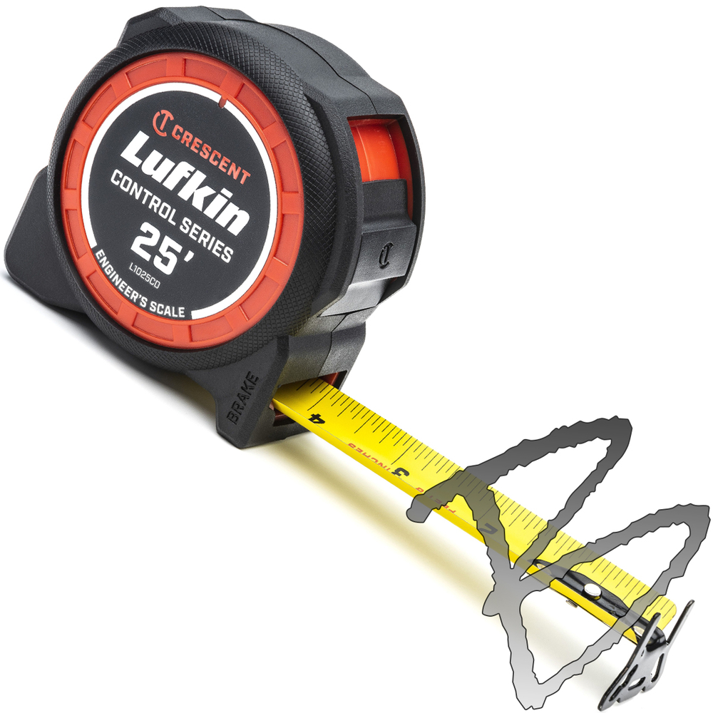 Lufkin 25' Engineer's Hi-Viz Orange Tape Measure (Inches/Ft/10ths/100ths)