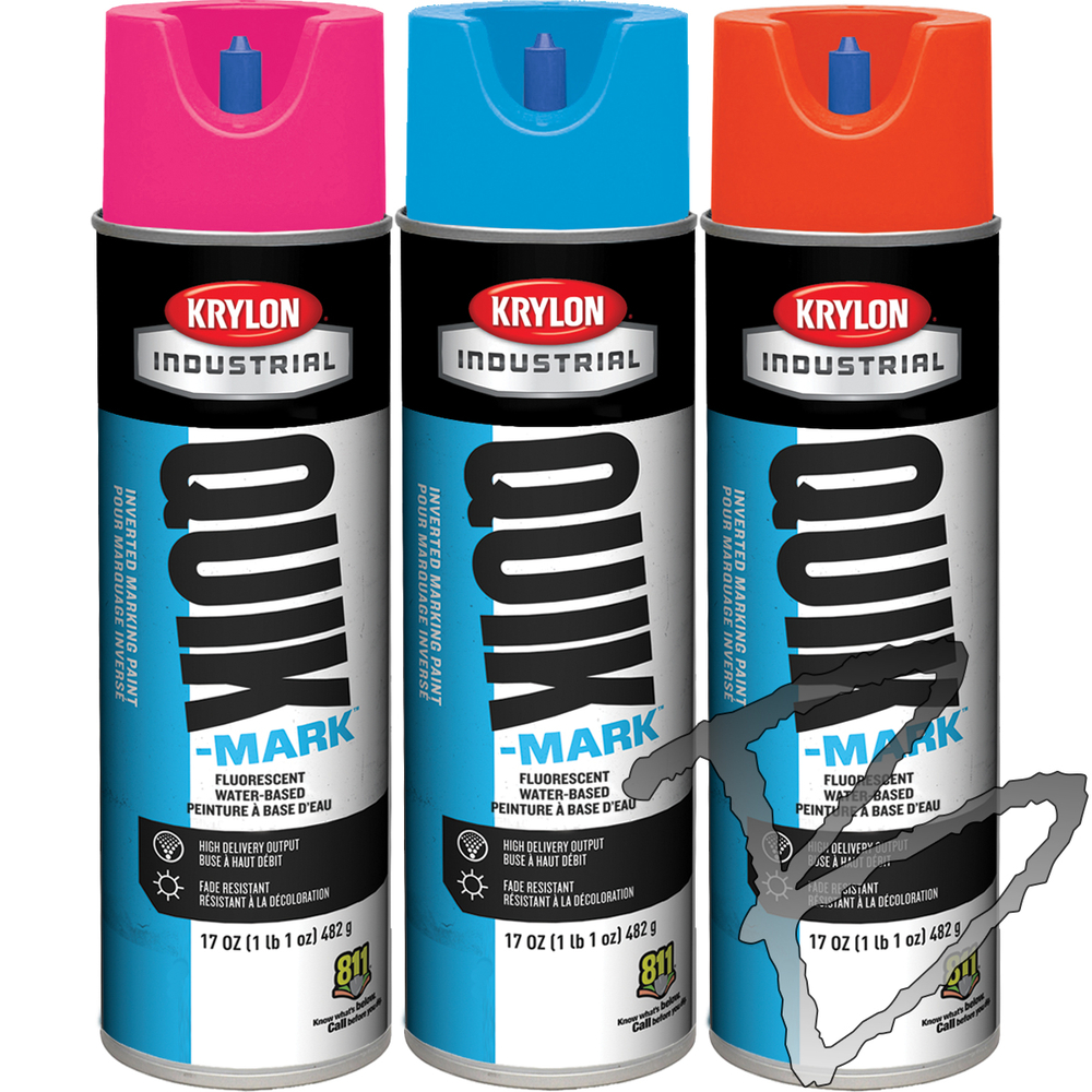 Krylon Quik-Mark 17 oz. Water-Based Inverted Marking Paint, Fluorescent Caution Blue