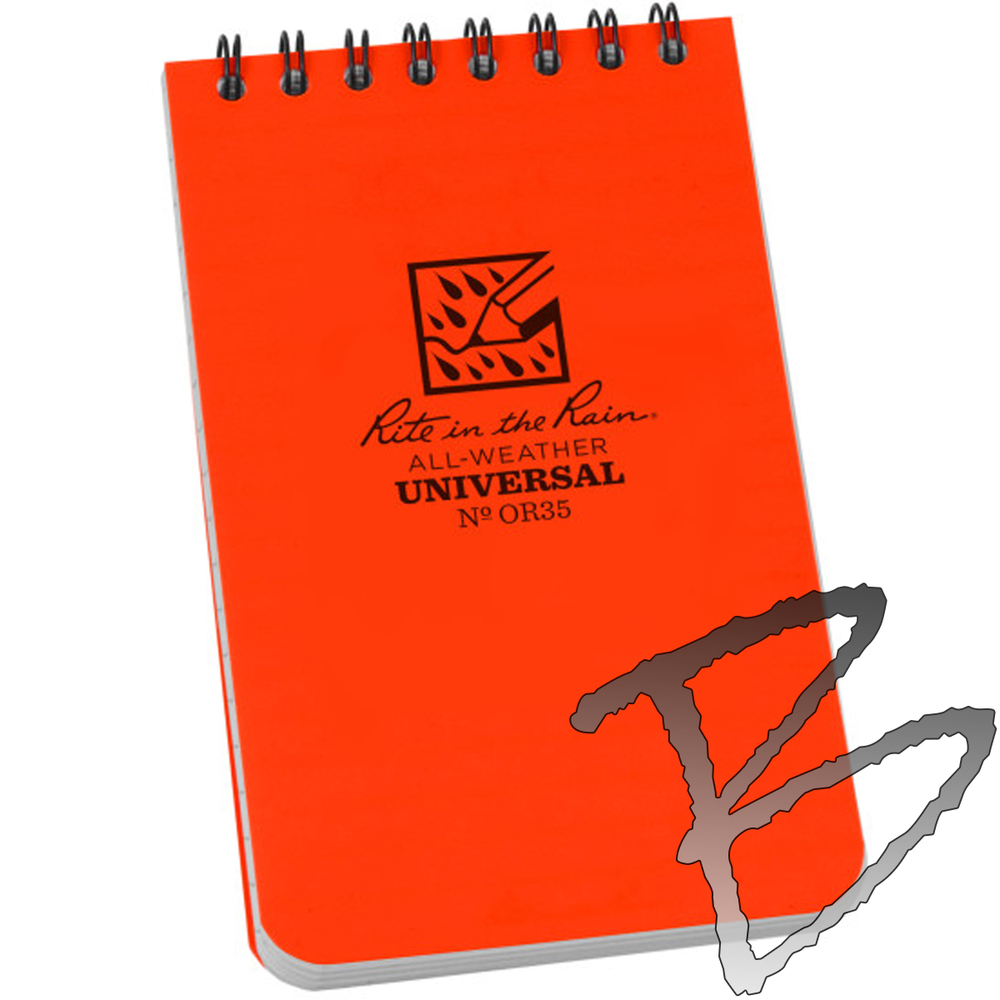 Rite in the Rain 3 x 5 Top-Spiral Notebook, Orange, Universal Pattern