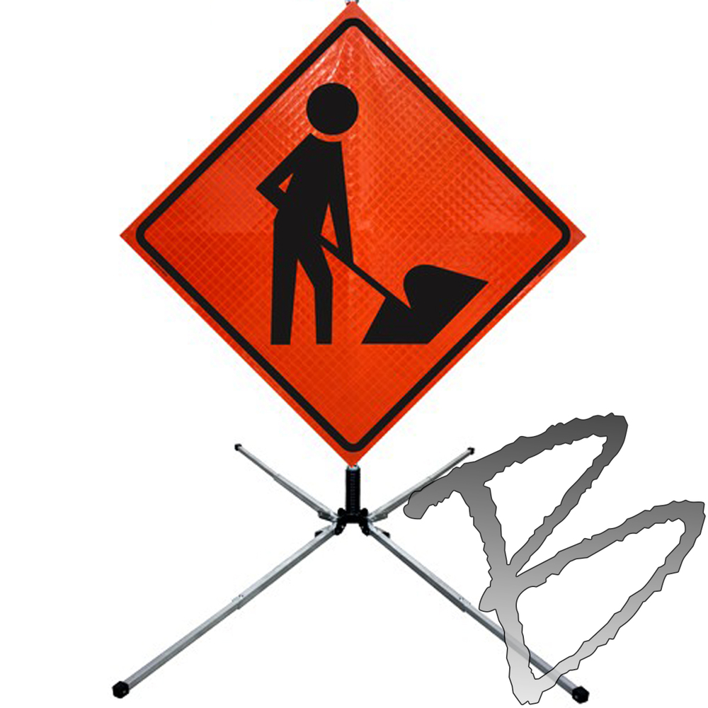 Roll Up Road Sign 36 With Dynaflex Base