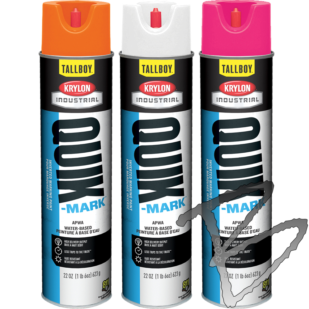 Krylon Industrial Quik Mark Tallboy Water Based Upside Down Marking Paint 22oz Marking Paint Chalk