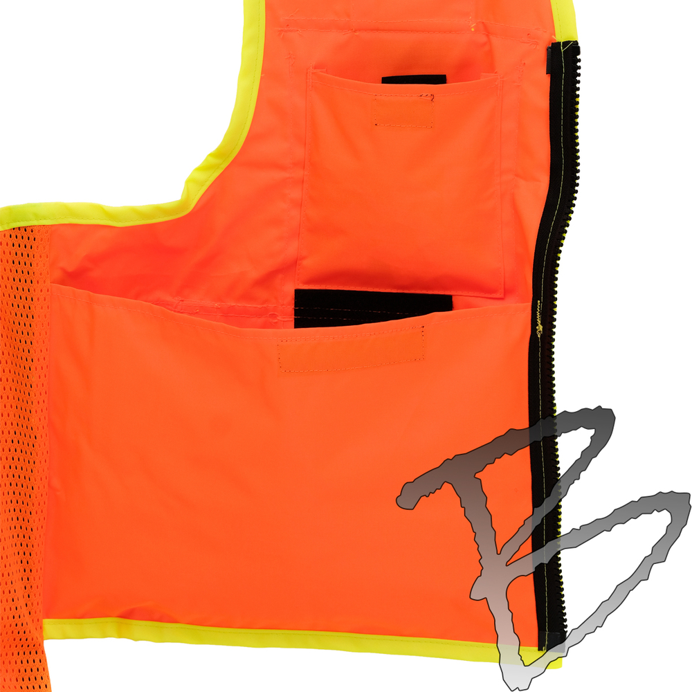 Summer Mesh Fishing Vest Orange Custom Safety Vest V-neck