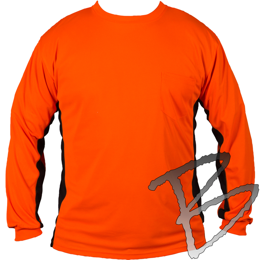 Black t shirt with shop orange writing