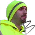 Image Dicke Safety Products Hi-Viz Beanie Skull Cap, Lime w/ Stripe