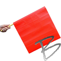 Image Dicke Safety Products Traffic Flag, Vinyl with a Wooden Staff