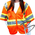 Image Dicke Safety Products Class 3 Orange Mesh Triple Trim Safety Vest