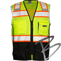 Image Kishigo Black Series Class 2 Black Bottom Vest, Lime