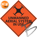 Image Dicke Safety Products Roll Up Road Sign UNMANNED AERIAL SYSTEM IN USE