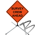 Image Dicke Safety Products SURVEY CREW AHEAD, Non-Ref Vinyl Roll-Up Sign Complete