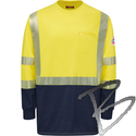 Image Bulwark FR Hi-Vis FR Lightweight Colorblock Long Sleeve T-Shirt, ANSI Class 3