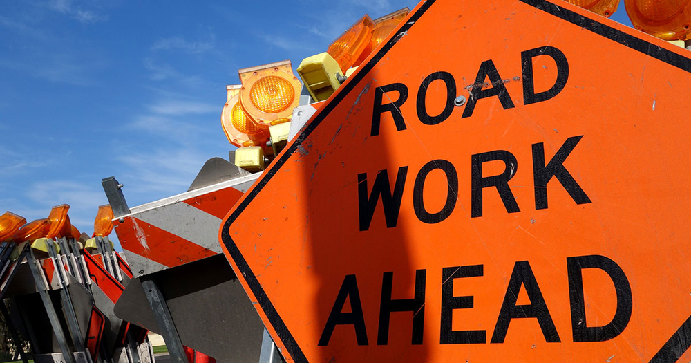 Road Work Ahead Sign