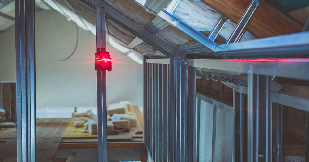 Laser Level in Attic
