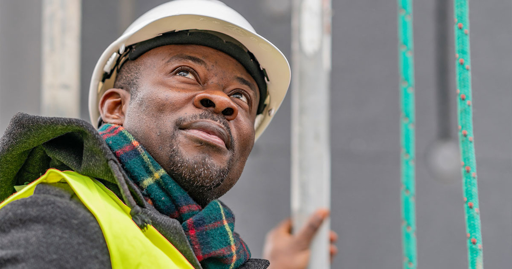 Man in hardhat on construction site