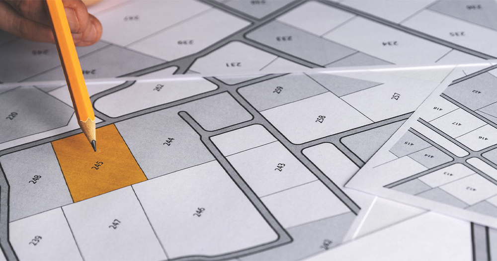 pencil on a cadastral map