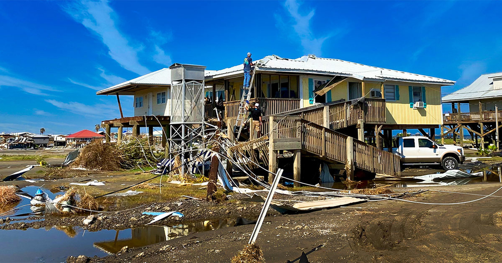 House destroyed from hurricane