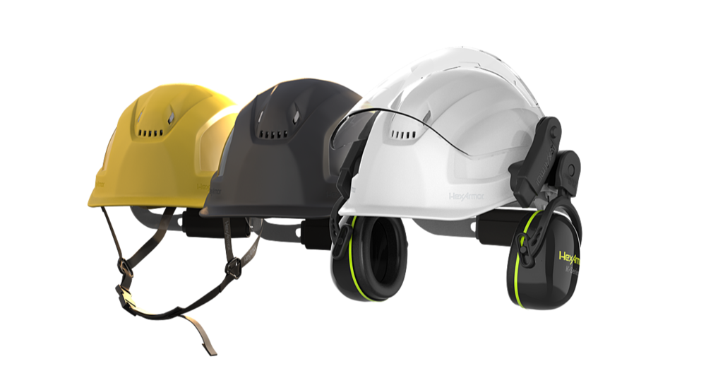 A line up of three different hardhats from Baseline Equipment Company. A line up of three different hardhats from Baseline Equipment Company.