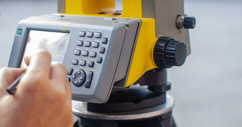 A land survery using the screen interface on a total station.