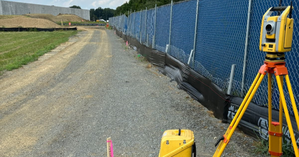 A total station at a construction site.