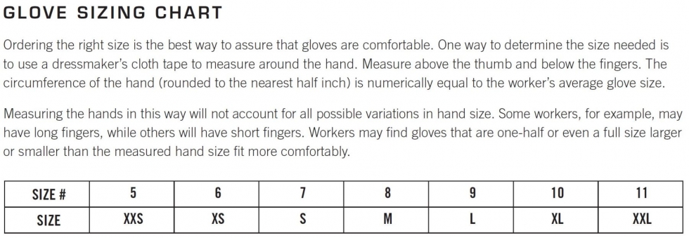 Ansell Size Chart